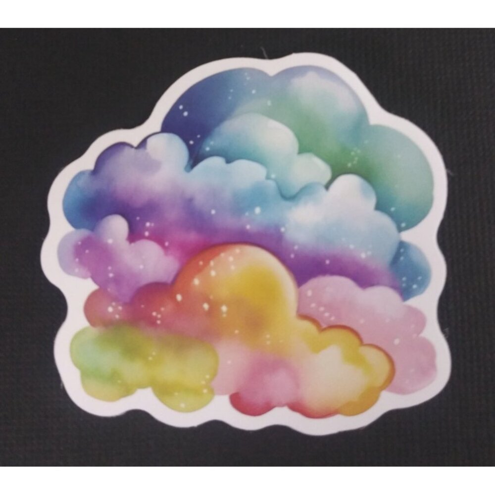 10/$10 Colorful Fluffy Clouds Sticker 2.18" x 2.25" (B)